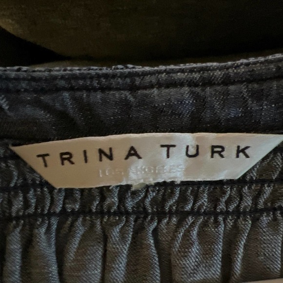 Trina Turk Morina Chambray Wrap Dress Blue Linen Lyocell Blend Lightweight Sz 8 - Picture 9 of 9